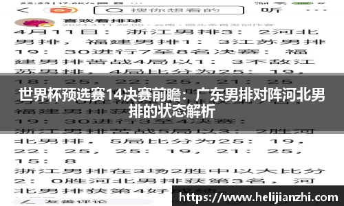 世界杯预选赛14决赛前瞻：广东男排对阵河北男排的状态解析